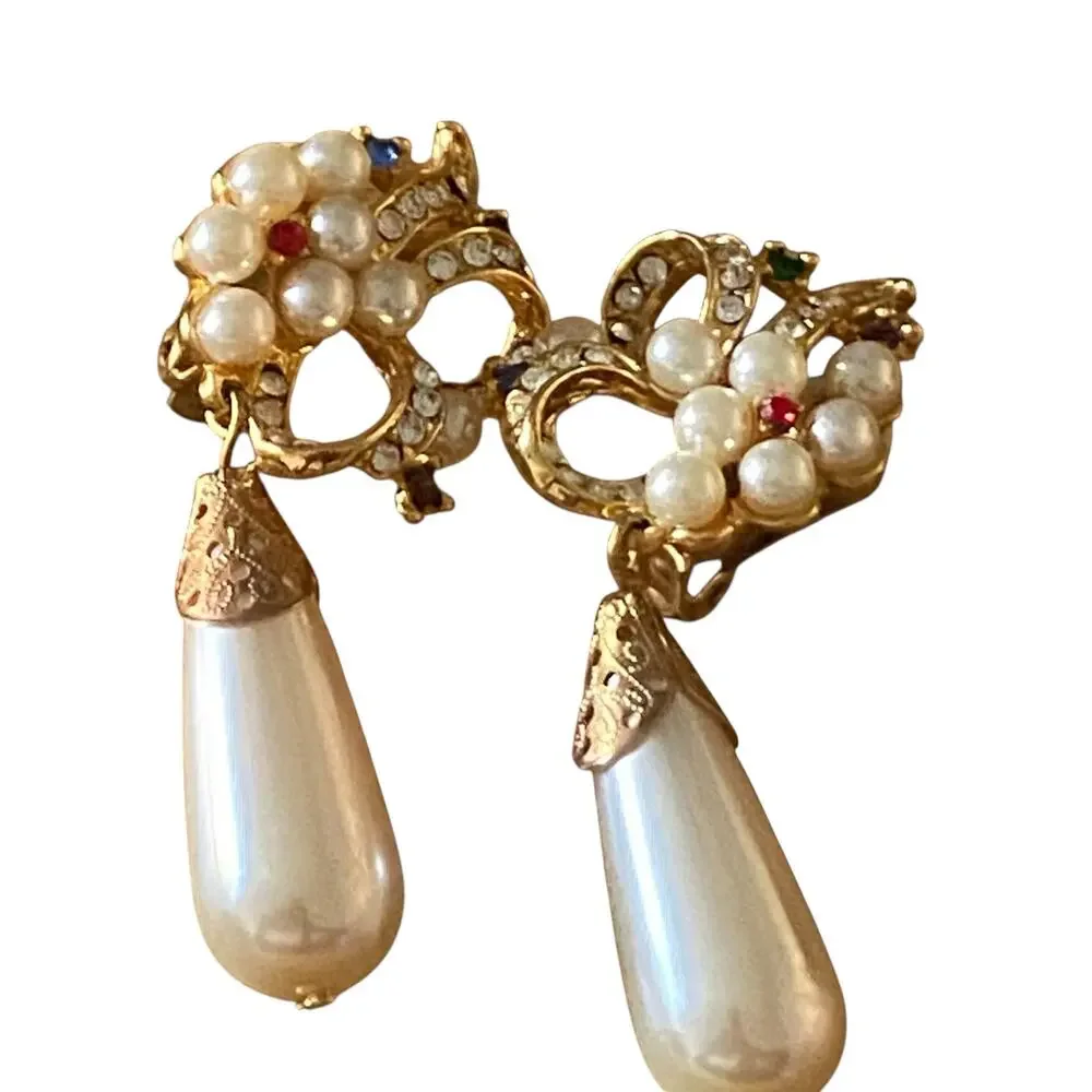 Gorgeous Vintage French designer Clip-on Drop Earrings - 3